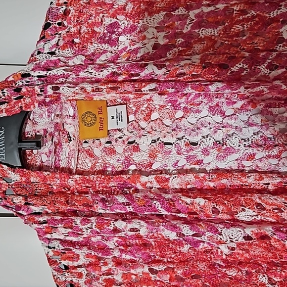 Ruby Rd Red and White Net Cardigan, NWT (Size M) - Picture 2 of 5